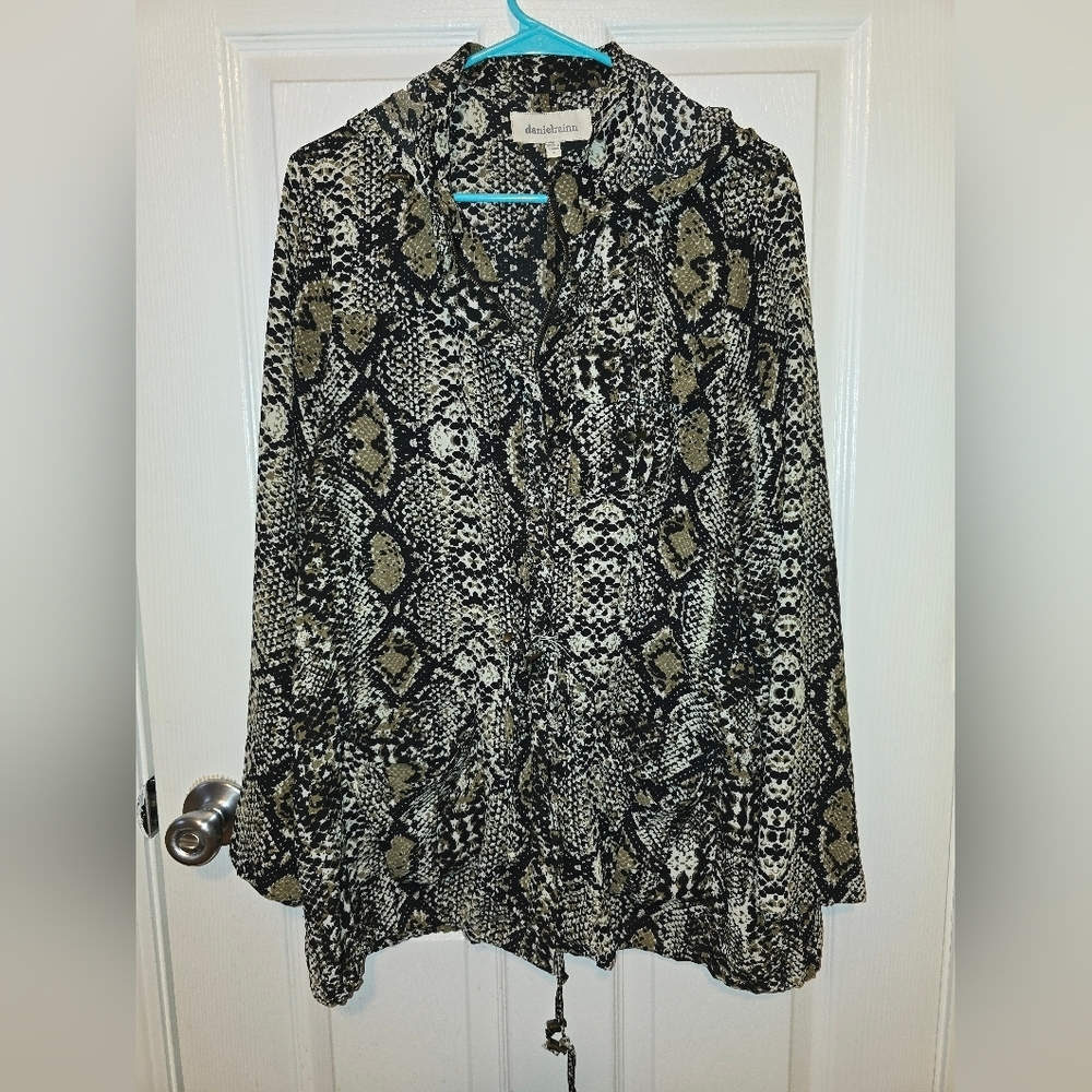 Daniel Rainn Snake Print Anorak Hooded Jacket Large - Picture 2 of 13